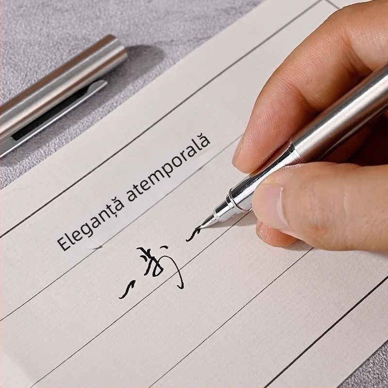 Stylou metalic cu vârf curbat pentru caligrafie, schițe și exersarea scrisului – potrivit pentru elevi.