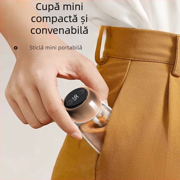 Mini shaker pentru proteine cu afișaj de temperatură, Tritan alimentar, recipient reîncărcabil pentru pudră de lapte