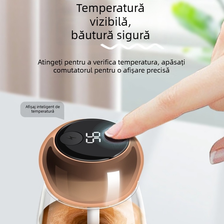 Mini shaker pentru proteine cu afișaj de temperatură, Tritan alimentar, recipient reîncărcabil pentru pudră de lapte