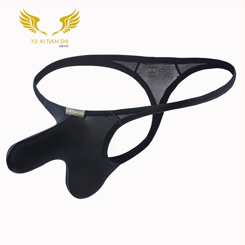 Slip bărbătesc din plasă respirabil, talie joasă, Ice Silk, design elephant nose, tanga
