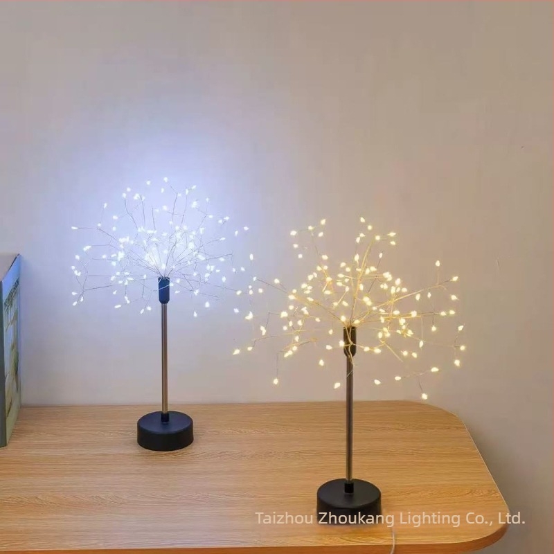 Lampă de birou din sârmă de cupru, în formă de stea cu artificii și păpădie, 29 cm, USB, 3000K, IP55, decor creativ, cadou de ziua cea mai bună prietenă, decor de Crăciun
