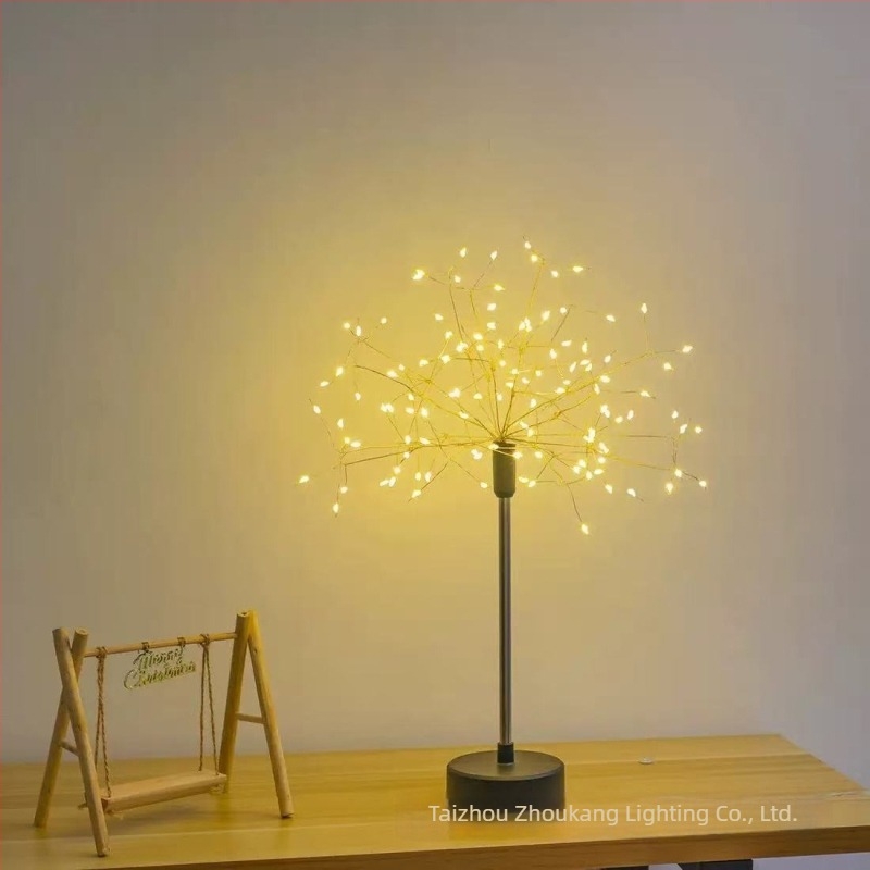 Lampă de birou din sârmă de cupru, în formă de stea cu artificii și păpădie, 29 cm, USB, 3000K, IP55, decor creativ, cadou de ziua cea mai bună prietenă, decor de Crăciun