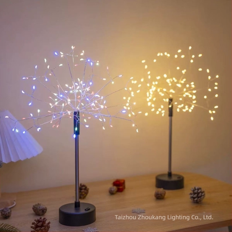 Lampă de birou din sârmă de cupru, în formă de stea cu artificii și păpădie, 29 cm, USB, 3000K, IP55, decor creativ, cadou de ziua cea mai bună prietenă, decor de Crăciun