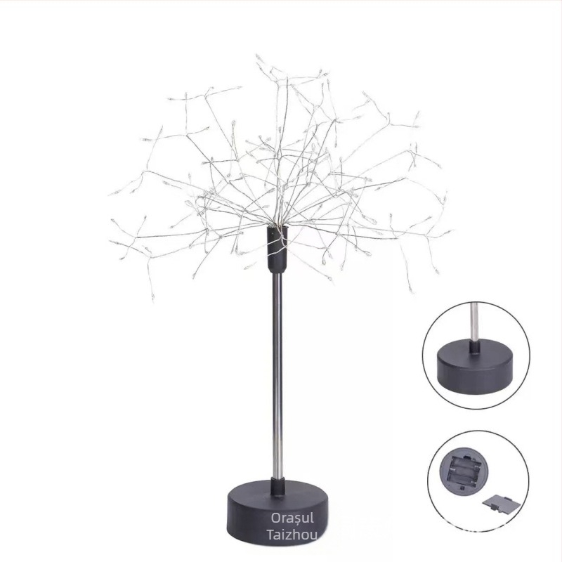 Lampă de birou din sârmă de cupru, în formă de stea cu artificii și păpădie, 29 cm, USB, 3000K, IP55, decor creativ, cadou de ziua cea mai bună prietenă, decor de Crăciun