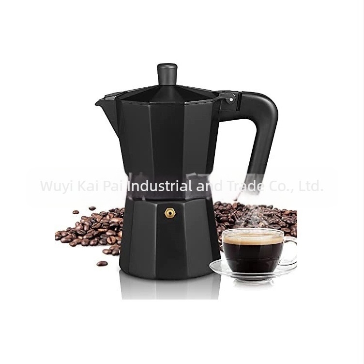 Cafetieră moka din aluminiu octagonală, pentru 3-6 cești, stil italian, design european rafinat