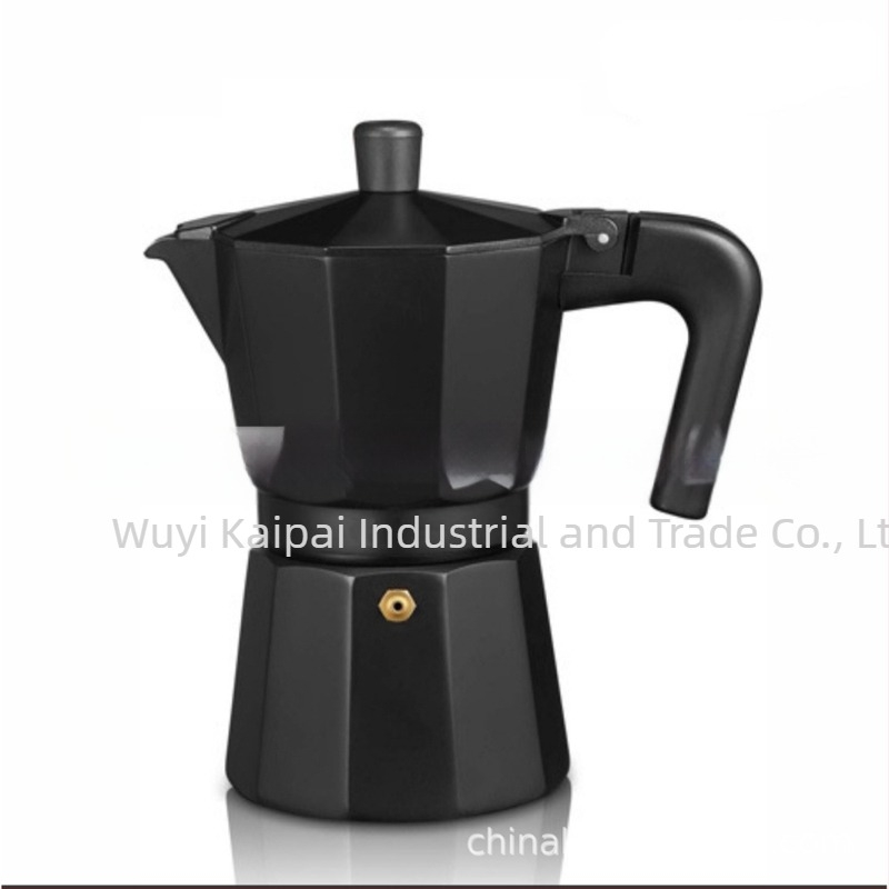 Cafetieră moka din aluminiu octagonală, pentru 3-6 cești, stil italian, design european rafinat