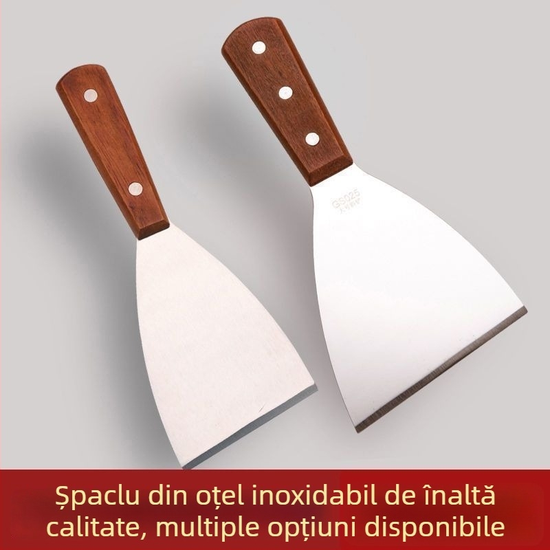 Set de spatule pentru grătar din oțel inox, mâner din lemn; spatulă tiramisu; spatulă/cuțit pentru tort; spatulă unghiulară pentru demouldare