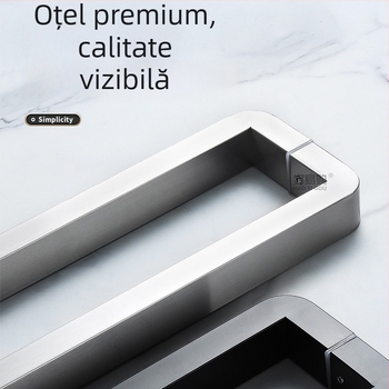 Set de două mânere rotunde din oțel inoxidabil, cu țeavă pătrată, pentru uși din sticlă și uși de birou, culoare negru-roz auriu