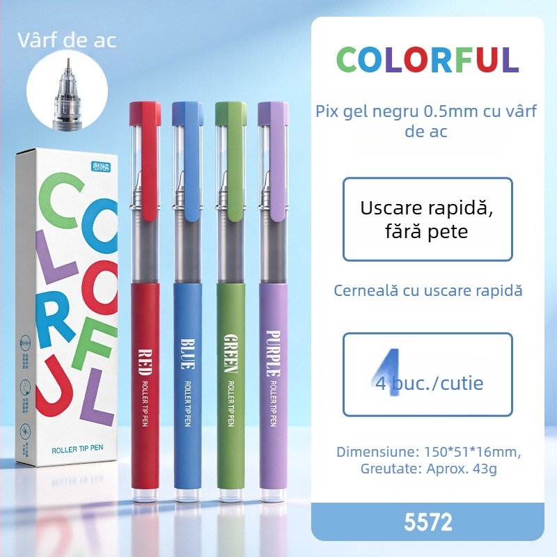 Pix rollerball gel lichid direct, 0,5 mm, capacitate mare, pentru examene, scriere și semnături