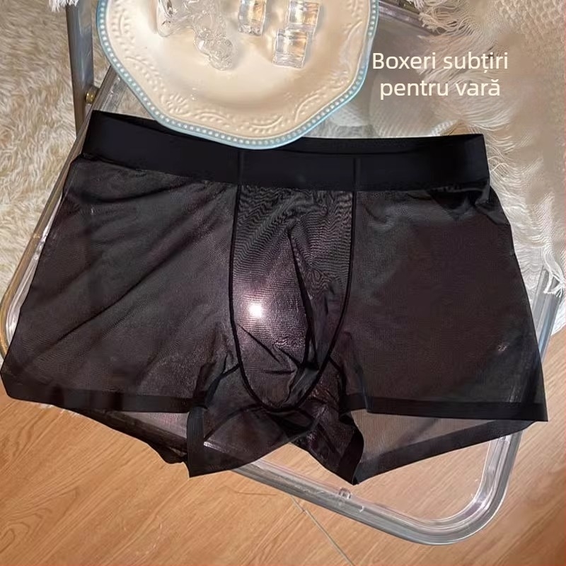 Boxer briefs pentru bărbați, complet transparenți - respirabile, plasă fină, ultra-subțiri pentru vară