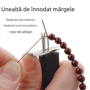 Unealtă DIY pentru șirarea mărgelelor și nodarea bijuteriilor din mătase, cu perle, agat, jad și Bodhi mărgele