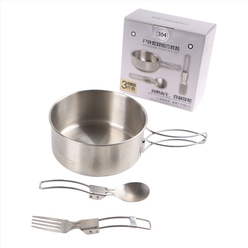 Set de vase din oțel inoxidabil 304 pentru camping în aer liber, pliabil și ușor de depozitat, portabil
