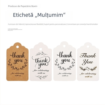 Etichete de mulțumire din hârtie kraft pentru ambalarea cadourilor de patiserie - design floral minimalist