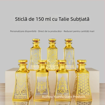 Sticlă de sticlă pentru ulei esențial, cu finisaj electroplatinat auriu mat, 150 ml – recipient de prezentare pentru uleiuri esențiale și recipient de dozare cosmetică îngroșat