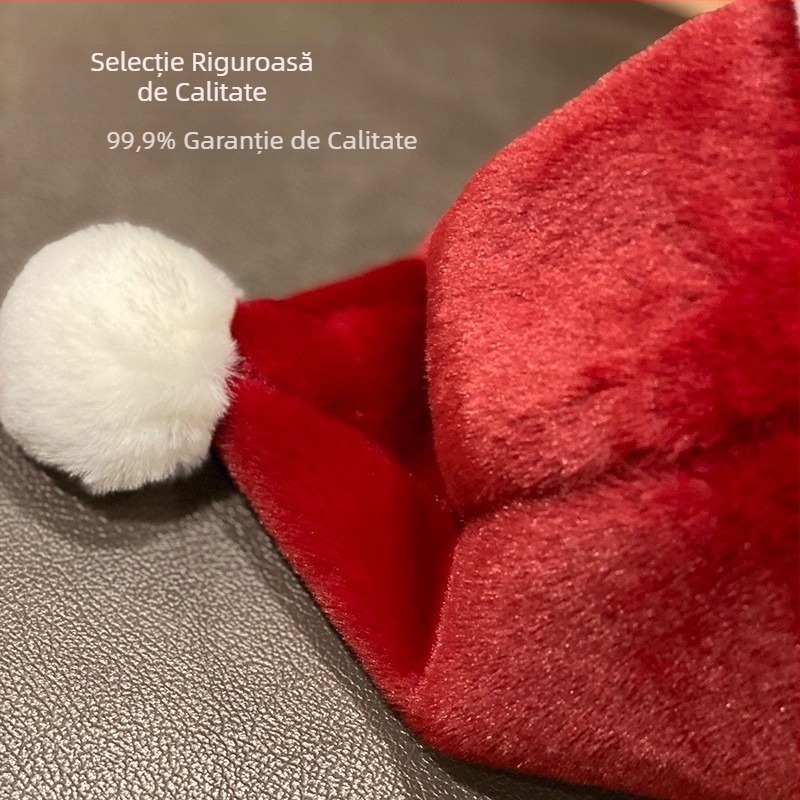 Pălărie de Moș Crăciun din pluș, supradimensionată pentru decor de Crăciun