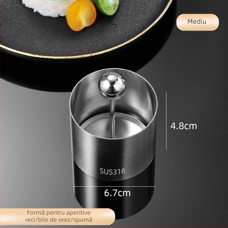 Set de forme pentru bile de orez din oțel inoxidabil 316 – inele circulare pentru mousse și ustensile de copt pentru uz casnic, formă pentru tort sushi