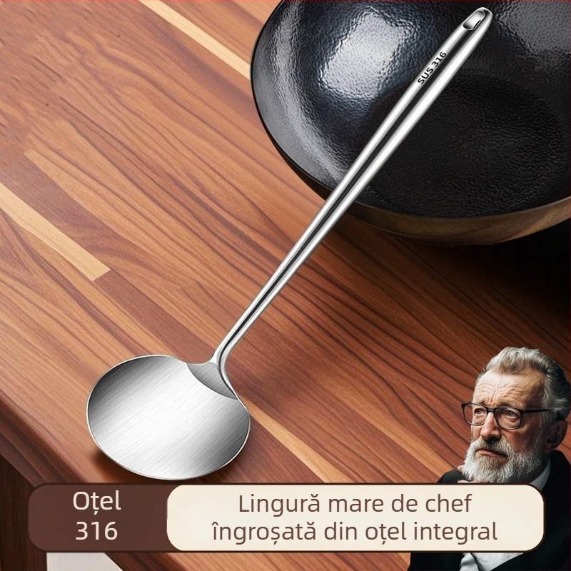 Spatulă din oțel inoxidabil 316, în formă de ciupercă, îngroșată, pentru gătit casnic, spatulă rotundă, set de ustensile de bucătărie