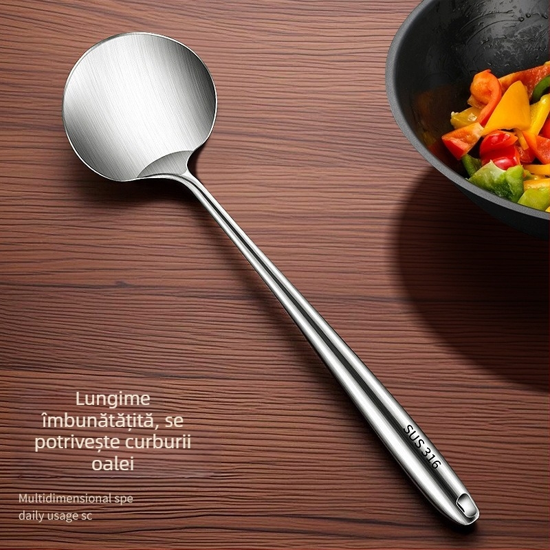 Spatulă din oțel inoxidabil 316, în formă de ciupercă, îngroșată, pentru gătit casnic, spatulă rotundă, set de ustensile de bucătărie