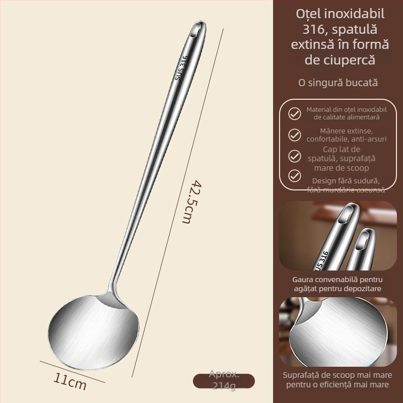 Spatulă din oțel inoxidabil 316, în formă de ciupercă, îngroșată, pentru gătit casnic, spatulă rotundă, set de ustensile de bucătărie