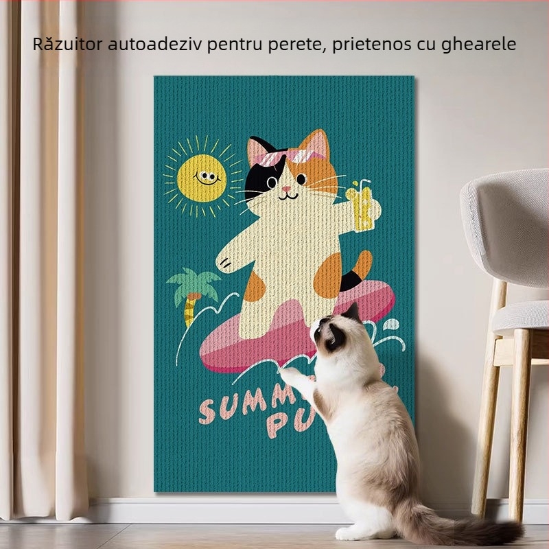 Placă groasă de zgâriere pentru pisici, montare pe perete, covoraș autoadeziv pentru cățărare, protecție pentru mobilier și canapea