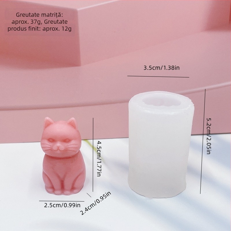 Formă din silicon pentru pisică în poziție șezândă, pentru lumânări și difuzor, DIY statuetă din ipsos pentru difuzor, decor de casă și formă de tort