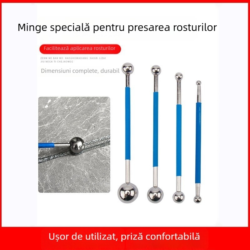 Set de bile din fontă pentru presarea și sigilarea rosturilor la porțelan, 4 piese, bile cu două capete