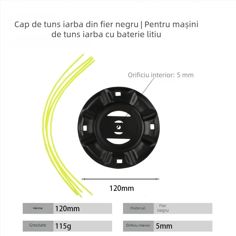 Trimmer pentru iarbă cu fir de nailon, disc pentru buruieni din oțel negru, disc din oțel, cap de buruieni – accesorii unelte grădină cu baterie litiu