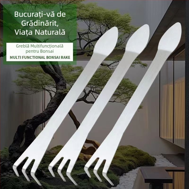 Unelte din oțel inoxidabil pentru grădină și bonsai — afânarea solului și aranjarea rădăcinilor