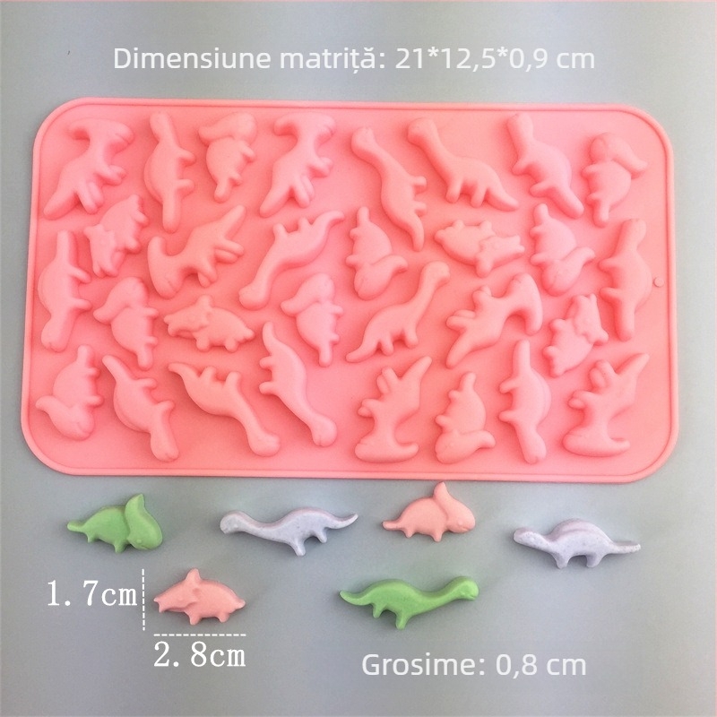 Formă din silicon în formă de dinosaur pentru DIY jeleuri, ciocolată și cuburi de gheață (pterozaur și Tyrannosaurus Rex)
