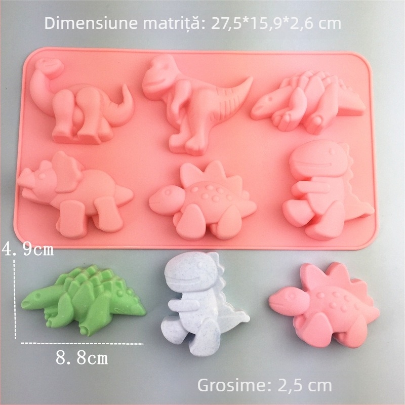 Formă din silicon în formă de dinosaur pentru DIY jeleuri, ciocolată și cuburi de gheață (pterozaur și Tyrannosaurus Rex)