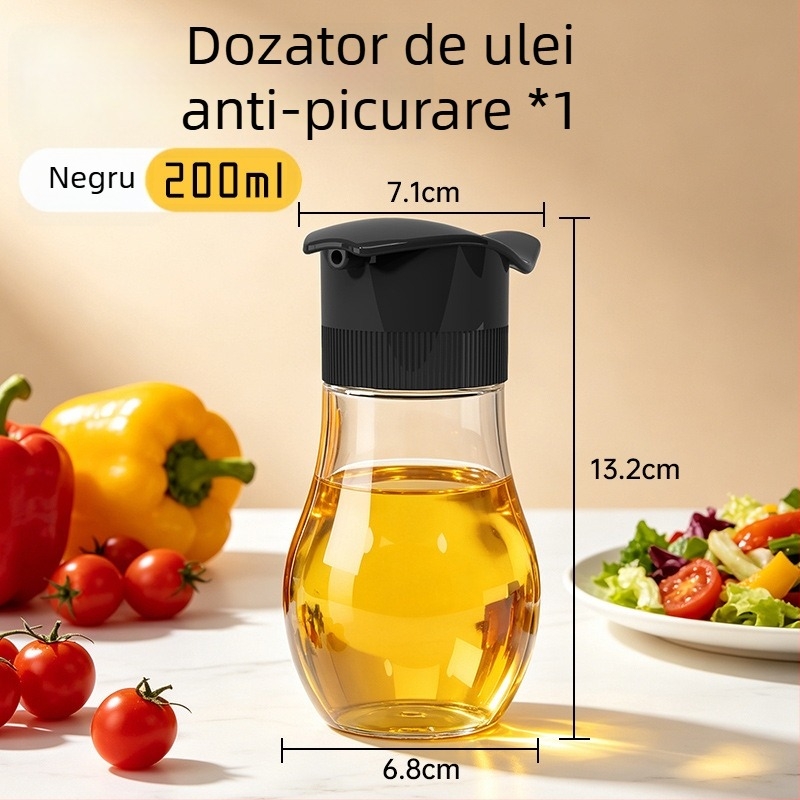 Sticlă de bucătărie din sticlă, fără scurgeri, pentru sos de soia și oțet, recipient de servire pe masă pentru casă și restaurant