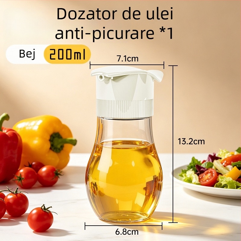 Sticlă de bucătărie din sticlă, fără scurgeri, pentru sos de soia și oțet, recipient de servire pe masă pentru casă și restaurant