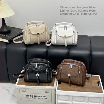 Geantă de umăr pentru femei, elegantă, în stil satchel retro, cu capacitate mare