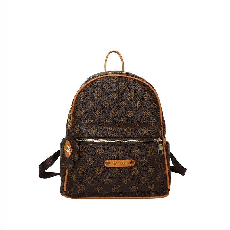 Rucsac pentru femei imprimat cu blocuri de culori, capacitate mare, stil fashion retro casual, model 2026