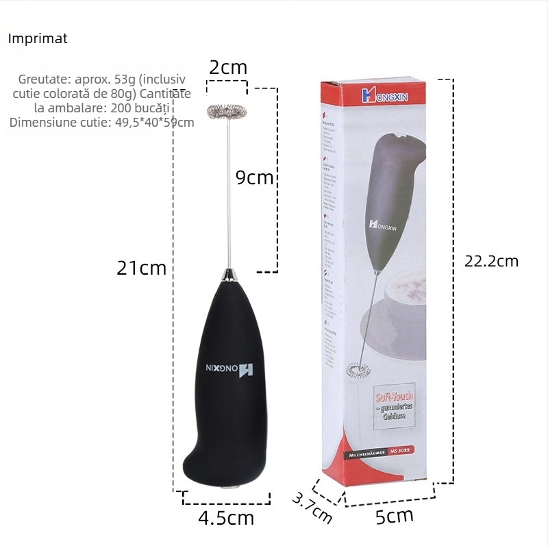 Spumător de lapte electric, manual, cu suport, amestecător pentru cafea și tel pentru ouă