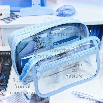 Penar transparent cu opt straturi, design inspirat de Instagram, capacitate mare, pentru băieți de la școala primară