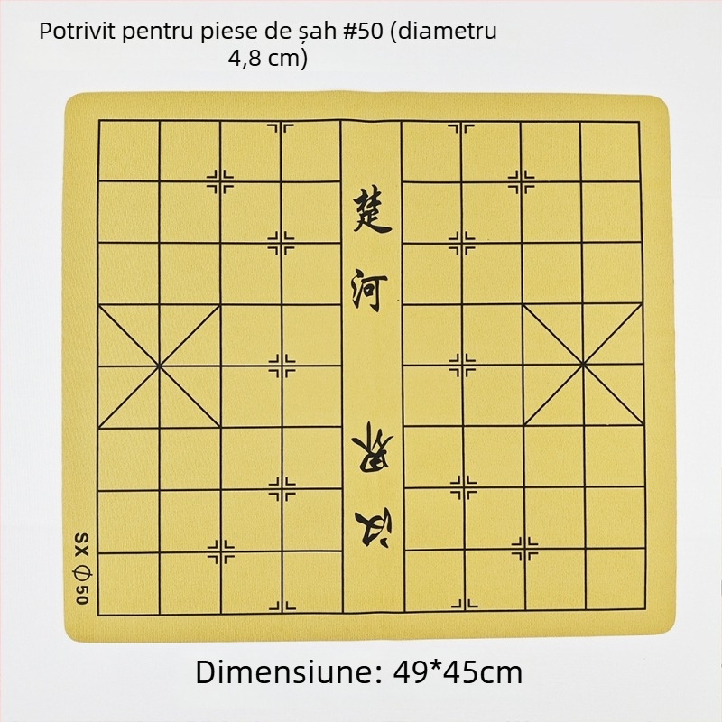 Tablă de șah din piele, suprafață de catifea, pliabilă pentru șah chinezesc și Go
