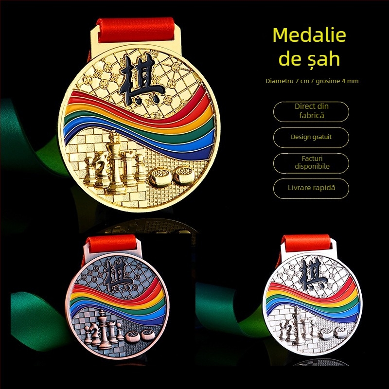 Medalii personalizate atârnate pentru competiții de șah și Go