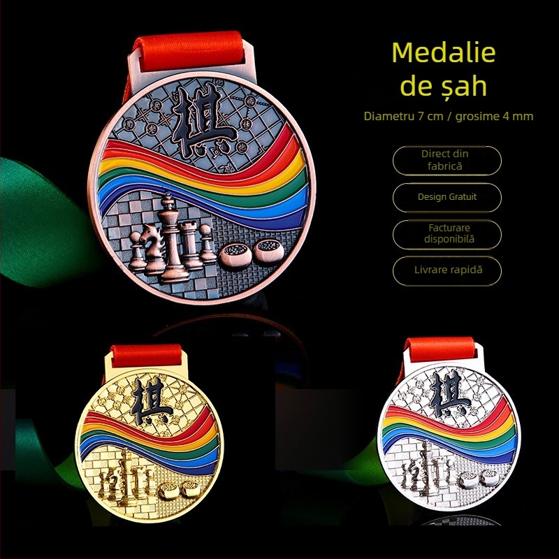 Medalii personalizate atârnate pentru competiții de șah și Go