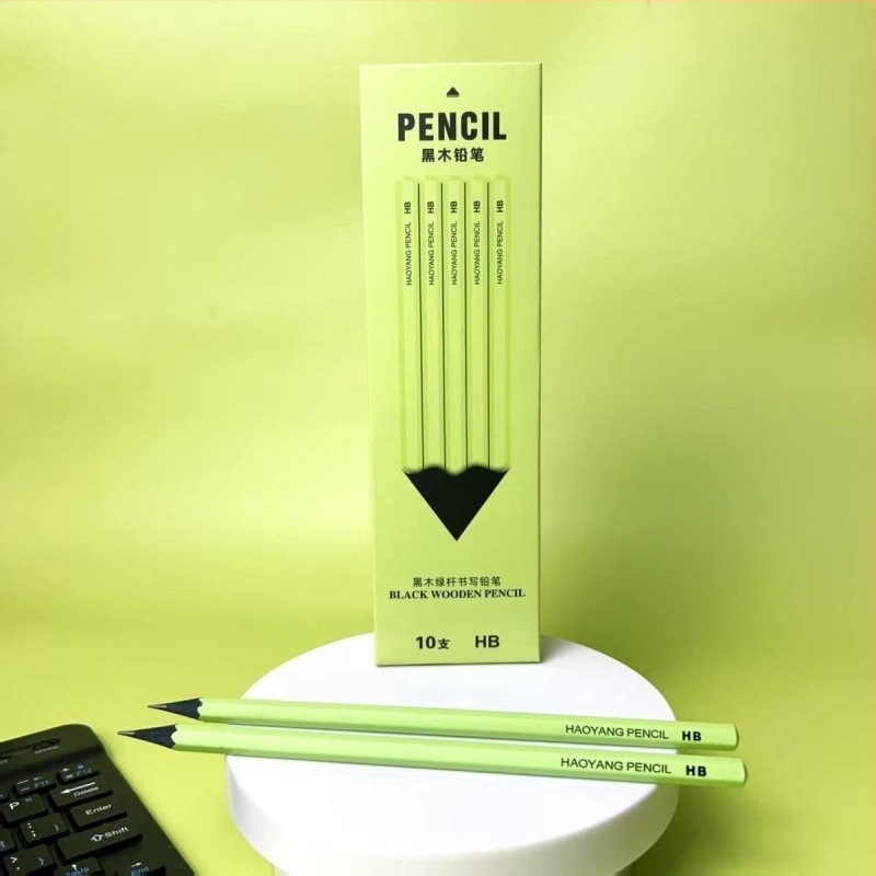 Creion din lemn verde hexagonal, grafit HB 2B, sigur și non-toxic pentru copii, potrivit pentru clasa întâi și grădiniță