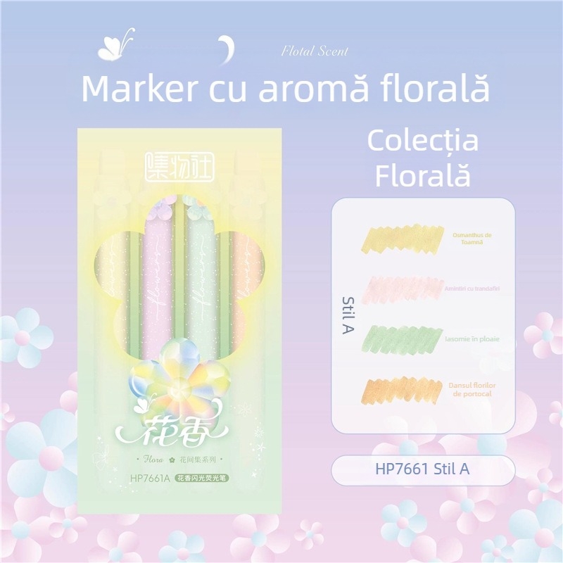 Creion de evidențiere parfumat cu sclipici, pentru elevi, jurnal și desen DIY