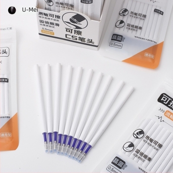 Refil de stilou ștergător U-Mei, vârf CS, corp alb, uscare rapidă, capacitate mare, albastru, 0.5 mm