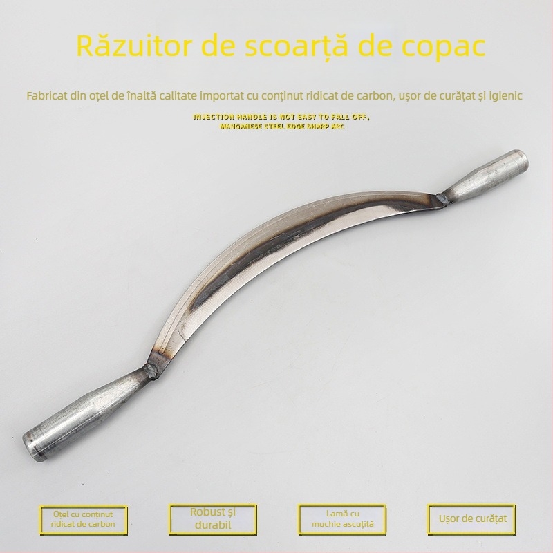 Cuțit curbat pentru decojirea coajei de pe copac, din oțel mangan turnat, unealtă de grădină