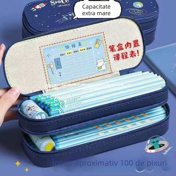 Penar pentru creioane cu capacitate mare, temă spațială și design astronaut, întărit, impermeabil, rezistent la pete, aspect estetic înalt