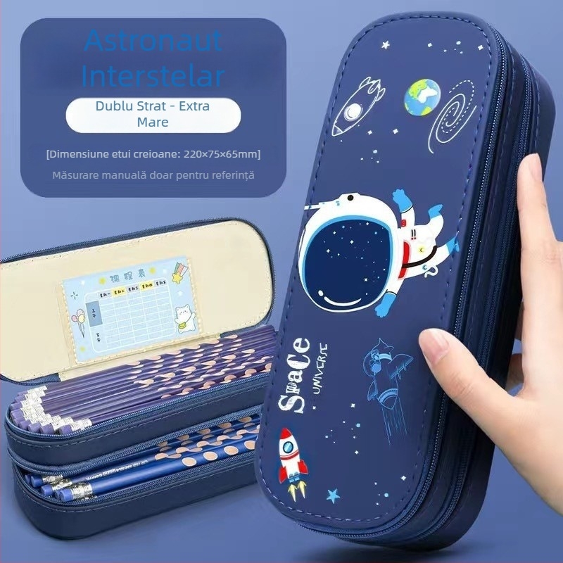 Penar pentru creioane cu capacitate mare, temă spațială și design astronaut, întărit, impermeabil, rezistent la pete, aspect estetic înalt