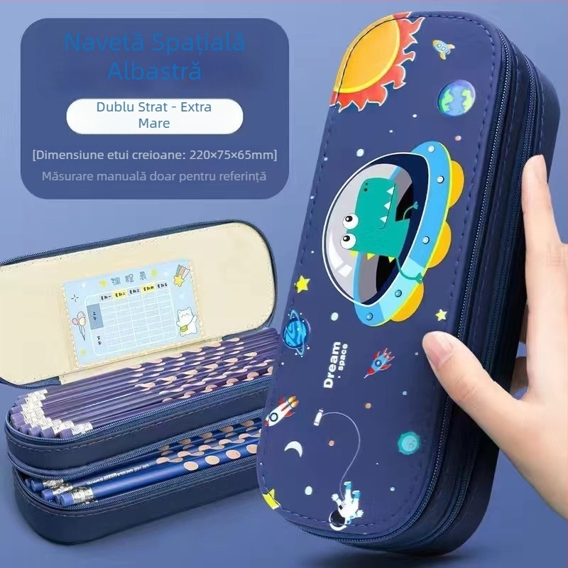 Penar pentru creioane cu capacitate mare, temă spațială și design astronaut, întărit, impermeabil, rezistent la pete, aspect estetic înalt