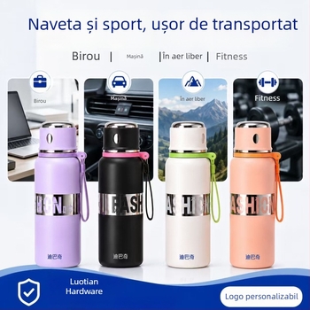 Sticlă izolată din oțel inoxidabil 316, cu capac și curea, mare capacitate – sticlă sport pentru studenți, pentru băut direct și infuzarea ceaiului