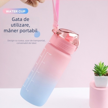 Sticlă de apă sport 600 ml, gradient, finisaj mat, design inspirat de spațiu, portabil pentru fitness