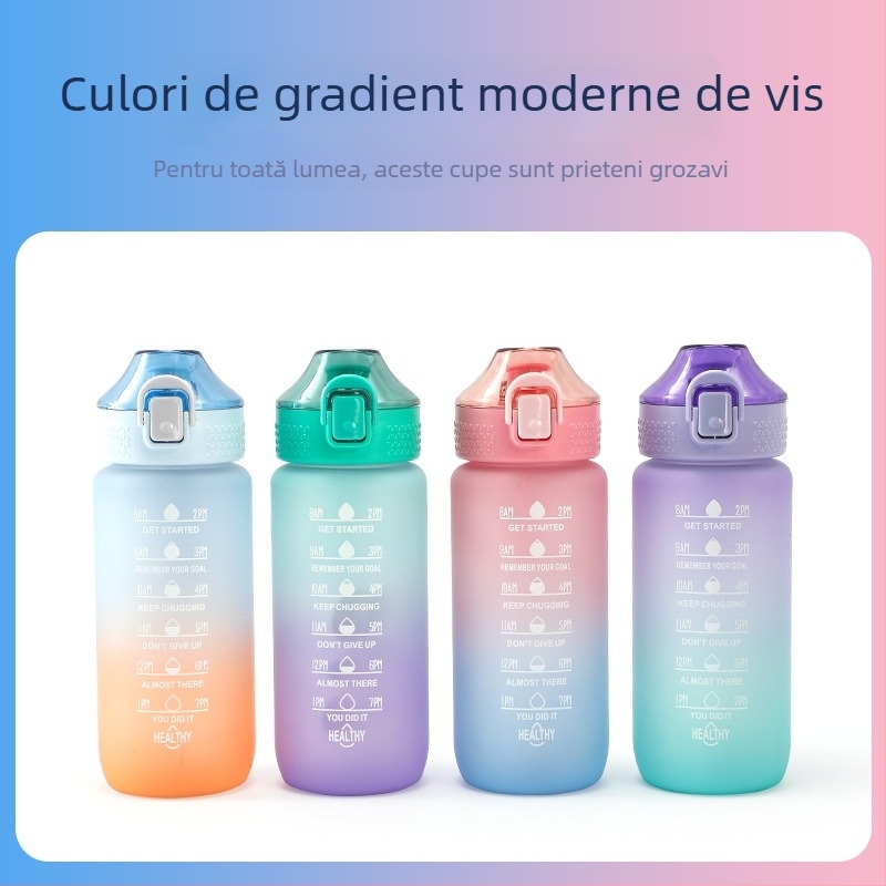 Sticlă de apă sport 600 ml, gradient, finisaj mat, design inspirat de spațiu, portabil pentru fitness