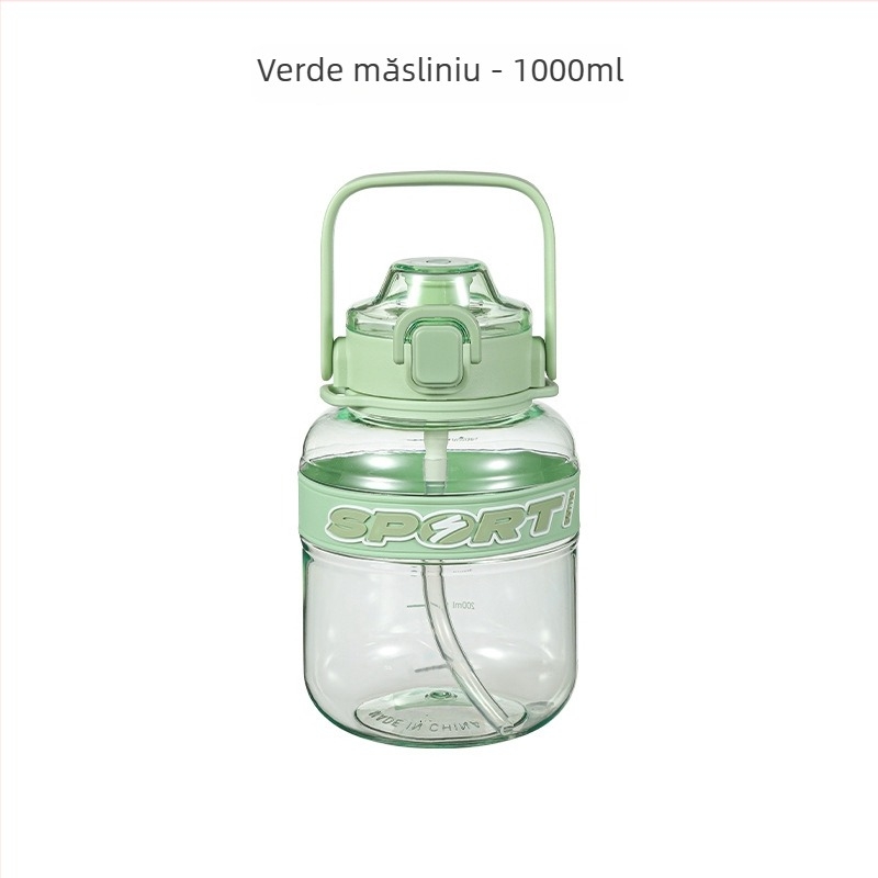 Sticlă de apă sport personalizabilă pentru exterior, cu capacitate mare, cu pai